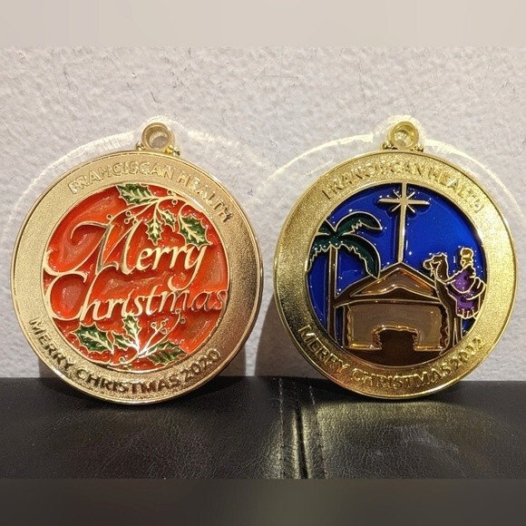 Franciscan Health Metal and Stained Glass Christmas Ornaments 2020 and 2022 - Picture 2 of 10